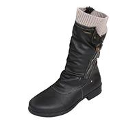 Botines de mujer Planos Cuero Botas Plataforma Mitad de la pantorrilla Para Mujer Punta Redonda 2025 Nuevo Bota Color Sólido Casual Bota Otoño Invierno Chic Boot Mi Mollet Zapato Y2K Zapatos Bota