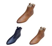 Botines de mujer puntiagudos, botines de mujer planos de cuero, bota vintage bota baja botas casuales botas pantorrillas finas zapatos color sólido bota mediados botines impermeables bota, Negro , 36
