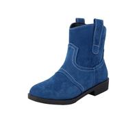 Botines de mujer puntiagudos, sin cordones, con hebilla, tacón en bloque, botines cortos, color marrón, media altura, tacón de bloque, botas occidentales, botas occidentales, azul, 44 EU