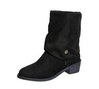 Botines de otoño para mujer, informales, resistentes, con puño en el tobillo, botas de motero, estilo vintage, informales, con botón decorativo para el día a día, Estilo K01 Negro, 40.5 EU