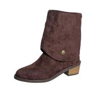 Botines de otoño para mujer, informales, resistentes, con puño en el tobillo, botas de motero, estilo vintage, informales, con botón decorativo para el día a día, Estilo K02 Marrón, 37 EU