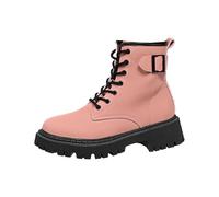 Botines de otoño para mujer, modernos, cómodos, suela de plataforma, cordones, bota de tobillo, utilidad urbana, costuras de contraste, lengüeta en el talón, bota con cordones para paseos por la