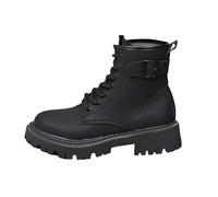 Botines de otoño para mujer, modernos, cómodos, suela de plataforma, cordones, bota de tobillo, utilidad urbana, costuras de contraste, lengüeta en el talón, bota con cordones para paseos por la