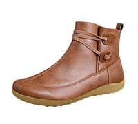 Botines De Piel Ortopédicos De Invierno - Botines Mujer Cómodos Bajos, marrón, 39 EU