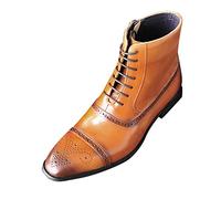 Botines de piel sintética con cremallera lateral para hombre, botas de negocios, con cordones, zapatos de punta redonda, zapatos formales de tacón bajo, cómodos, zapatos de oficina, zapatos Oxford de