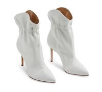 Botines de Tacón Alto para Mujer Botines Cortos de Moda con Punta Puntiaguda y Tacón de Aguja de Piel de Color Liso con Banda Elástica para Vestir de Noche Botas,Blanca,42 EU