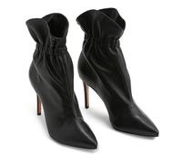 Botines de Tacón Alto para Mujer Botines Cortos de Moda con Punta Puntiaguda y Tacón de Aguja de Piel de Color Liso con Banda Elástica para Vestir de Noche Botas,Negro,37 EU