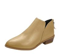 Botines de tacón ancho para mujer, botines de tacón bajo para mujer, botines puntiagudos antideslizantes, zapatos casuales con cremallera trasera, calzado para caminar al aire libre, para otoño e