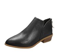 Botines de tacón ancho para mujer, botines de tacón bajo para mujer, botines puntiagudos antideslizantes, zapatos casuales con cremallera trasera, calzado para caminar al aire libre, para otoño e