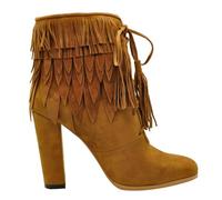 Botines de Tacón Cuadrado con Borlas Estilo Retro para Mujer, Botines Cortos de Tacón Alto Formales de Ante con Punta Redonda, Cómodos Botines de Baile para Banquetes de Otoño,40 EU