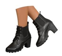 Botines de tacón Grueso, Botines Cortos sin Cierre, Zapatos cómodos para Caminar, Ideales para Uso Diario Informal, Mujer, prácticos y Modernos para Primavera y otoño