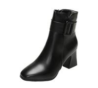 Botines de tacón grueso para mujer, zapatos de tacón bajo y medio, correa con hebilla y cremallera, botas inteligentes, elegantes, modernas, puntera redonda, cóctel, boda, fiesta, botas cortas para