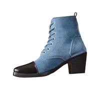 Botines de tobillo de dos colores de moda con cordones cómodos casuales para mujer botas de tobillo tacón bajo para uso diario, azul celeste, 39 EU