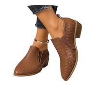 Botines Elegantes Con Punta En Punta Botas Chelsea De Mujer Con Tacón Cuadrado Botines Sin Cordones De Cuero PU Zapatos De Tobillo De Primavera 2026 Botas Cortas for Oficina, Fiesta(Brown,43 EU)