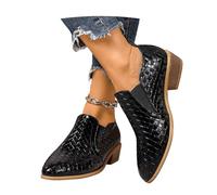 Botines Elegantes Con Punta En Punta Botas Chelsea De Mujer Con Tacón Cuadrado Botines Sin Cordones De Cuero PU Zapatos De Tobillo De Primavera 2026 Botas Cortas for Oficina, Fiesta(Black,41 EU)
