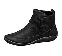 Botines genéricos negros para mujer, botas de piel sin cordones, punta redonda, antideslizantes, semialtas, Chelsea, botas de color liso, con tacón bordado, A negro, 39 EU