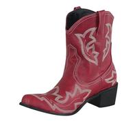 Botines genéricos para mujer, botas negras, estilo retro, cómodas, antideslizantes, vintage, con cremallera de vaquero, punta redonda, bordada, Chelsea, botas, 1 rojo., 38 EU