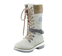 Botines genéricos para mujer con tacón cuadrado con cordones, forro de gran tamaño, cómodo, beige, 39 EU