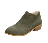 Botines genéricos para mujer de cuero botas negras cómodas con cremallera embroidered semi-altas botas sin cordones mediados pantorrilla hasta el tobillo casual Chelsea Botas, Verde 2, 41 EU