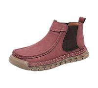 Botines genéricos para mujer de piel con punta redonda, ancha, zapatillas elevadas, panel elástico lateral, suela escalada, antideslizante, flexible, lengua trasera diaria, ciudad, marcha, primavera