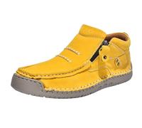Botines genéricos para mujer - mocasín para mujer, transpirables, ligeras, antideslizantes, con cremallera, costura cómoda, para otoño ciudad, caminata, oficina, casa, amarillo, 37 EU
