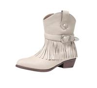 Botines Góticos Mujer Vaquero Tobillos Botines con flecos Western Bootie | Botas De Combate De Motocicleta Punk, Botines Góticos Cortos Y Cómodos Otoño Invierno Estilo Étnico Retro