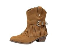 Botines Góticos Mujer Vaquero Tobillos Botines con flecos Western Bootie | Botas De Combate De Motocicleta Punk, Botines Góticos Cortos Y Cómodos Otoño Invierno Estilo Étnico Retro