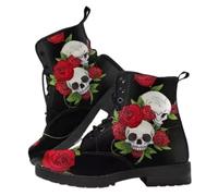 Botines góticos para mujer con plataforma y hebillas de murciélago, tacones gruesos, punta redonda, cremallera, botas de combate punk para motocicleta, cómodos botines góticos cortos