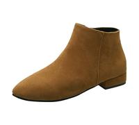 Botines Mujer con Tacón Elegante Botas Cortas, Planas Antideslizantes Botines para Mujer, Punta Puntiaguda Elegante Bota Medias, Cremallera Lateral, Talón Chunky Talón Corto, Botas de Tiempo Libre