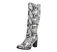 Botines Mujer Cuero Tacón Cuadrado Botín Plisado Bota Casual Color Sólido 2025 Nuevo Boot Chic Versátil Zapato Puntiagudo Zapatos Invierno Cálido Botín 37-42 Botas De Mollet Muy Fino, blanco, 42 EU