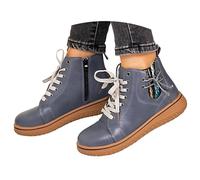 Botines Mujer de Cuero Sintético, Botas Cortas Estilo Western con Punta Cuadrada y Tacón Ancho, Botines de Moda con Cremallera Lateral para Uso Diario y Complementar con Vaqueros