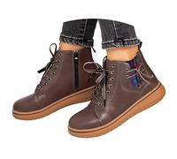 Botines Mujer de Cuero Sintético, Botas Cortas Estilo Western con Punta Cuadrada y Tacón Ancho, Botines de Moda con Cremallera Lateral para Uso Diario y Complementar con Vaqueros