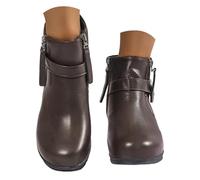 Botines Mujer de Cuero Sintético, Botas Cortas Estilo Western con Punta Cuadrada y Tacón Ancho, Botines de Moda con Cremallera Lateral para Uso Diario y Complementar con Vaqueros