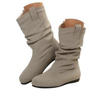 Botines Mujer Tacón Negro Mujer Embroidered Punta Redonda Casual Moda Clásico Botas Para Al Aire Libre Estilo Retro Semi-Altas Entretenimiento Chelsea Botas, A Grey, 39 EU