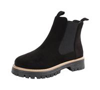 Botines Mujer Tacón Plano Moda Cómodo Ante Casual Chic Mediados de la pantorrilla Otoño Invierno 2026, Le Noir, 38 EU