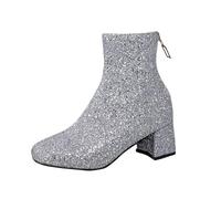 Botines Mujer Zapatos brillante Moda Botas de tacón alto fiesta Club Otoño Invierno Elegante vintage Botas de Nieve Casual Comodos Antideslizante cálida Boots Zapatos 2025