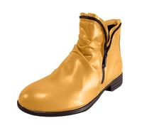 Botines Negras Mujer Botines De Cuero Para Al Aire Libre Cowboy Vintage Cómodas Botas Antideslizante De Ocio Cremallera Lateral Color Sólido Chelsea Botas, 2 Amarillo, 43 EU