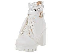 Botines Negras Mujer Botines De Cuero Para Al Aire Libre Sin Encaje Cómodo Casual Botas Cómodo Hasta El Tobillo Mediados De La Mollet De Vaquero Chelsea Botas, Blanco 3, 40 EU