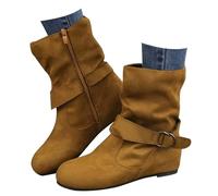 Botines Negras Mujer Botines De Mujer De Tacón Alto Con Cordones Semi-Altos De Ocio Sin Encaje Botas Para Al Aire Libre De Color Sólido Casual Cowboy Chelsea Botas, C amarillo., 41 EU
