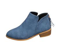 Botines negros altos para mujer Comercio Exterior Europeo y Americano, cremallera puntiaguda trasera, botas cortas, botas grandes de cuero para mujer, color sólido, adelgazamiento niñas 34 invierno