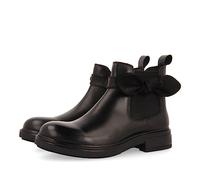 Botines negros de piel tipo chelsea con adorno de lazo para niña y niño inzing