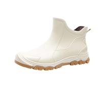 Botines negros para hombre con tacón para hombre de lluvia botas de agua zapatos Top goma zapatos casuales moda al aire libre trabajo pesca coche lavado cocina sin deslizamiento overshoes cuñas rojas