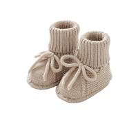 Botines para bebé recién nacido, zapatos de punto de ganchillo para niño y niña, zapatos acogedores para niñas pequeñas, beige, 3-6 meses