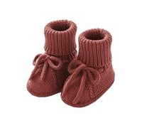 Botines para bebé recién nacido, zapatos de punto de ganchillo para niño y niña, zapatos acogedores para niñas pequeñas, botas bonitas y elegantes para bebé niña, Red, 0-3 meses