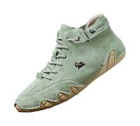 Botines para hombre, a la moda, para primavera y verano, de piel, ligeras, cómodas, informales, color sólido, transpirables, antideslizantes, para caminar, senderismo, zapatos casuales, verde menta