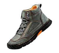 Botines para hombre, botas de cuero de alta calidad, hechas a mano, antideslizantes, zapatos descalzos, tallas grandes, 39-48, botas cortas cómodas con soporte para los pies, zapatos de trabajo, verde