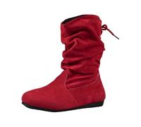Botines para mujer 2026 con diseño de cordones traseros para otoño e invierno, calzado cómodo e informal, Red, 37 EU