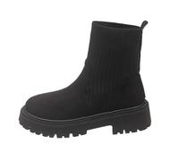 Botines para mujer ante confort chic botín para mujer plana chic y elegante Chelsea Boots Cómodo Bota Calcetín de punto Stretch Zapato Botines Invierno Casual Zapatos Botas de Trabajo, 01 negro., 39