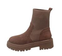 Botines para mujer ante confort chic botín para mujer plana chic y elegante Chelsea Boots Cómodo Bota Calcetín de punto Stretch Zapato Botines Invierno Casual Zapatos Botas de Trabajo, 01 marrón, 40