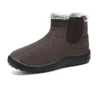 Botines para mujer, botas de nieve para mujer, cálidas, sin cordones, de caña media, con forro, informales, cómodas, para caminar al aire libre, café, 36 EU